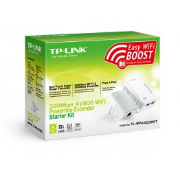 Powerline TP-Link WPA4220 Kit , Adaptor si amplificator , 300 Mbps , Alb